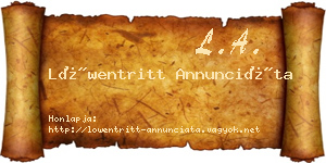 Löwentritt Annunciáta névjegykártya
